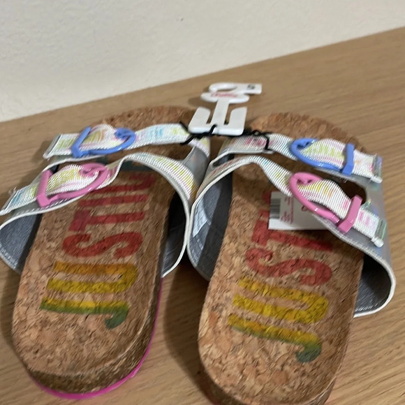 Justice Girls Size 5 Slip On Footbed Sandal Slide New Multicolor - Picture 10 of 12